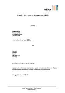 Quality Assurance Agreement