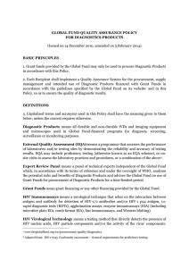 Quality Assurance Policy for Diagnostic Products