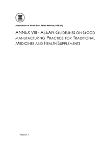 Annex VIII – ASEAN Guidelines on Good Manufacturing Practice for