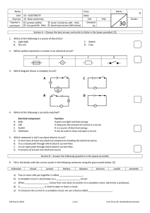 Name Class: Marks % Unit 13 – ELECTRICITY - sir-rizal