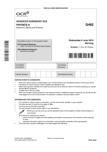 Question paper - Unit G482 - Electrons, waves and photons