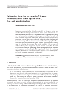 Informing, involving or engaging? Science communication, in the