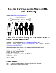 Science Communication Course 2016, Lund University