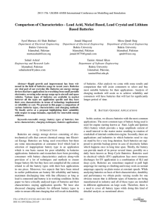 Comparison of Characteristics—Lead Acid, Nickel Based