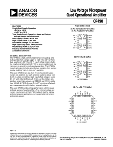 Low Voltage Micropower Quad Operational Amplifier OP490