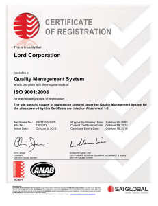 ISO 9001:2008 - LORD Corporation