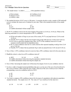 AP STATS Name Ch. 9 Multiple Choice Review Questions