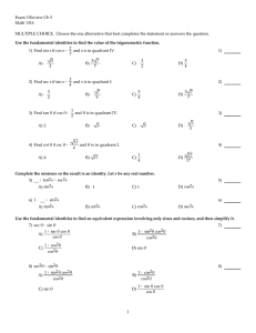 Exam 3 Review Ch 5 Math 1316 MULTIPLE CHOICE. Choose the