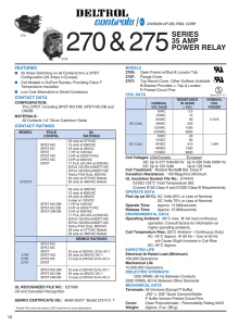 Deltrol Controls - GP Relays - Series 270/275 catalog page