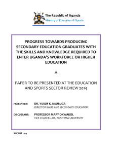 Secondary paper on ESSPR 2014-1 - Ministry of Education and Sports