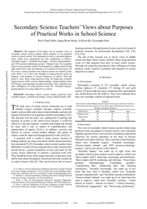 Secondary Science Teachers` Views about Purposes of Practical