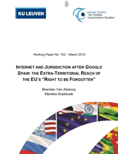 INTERNET AND JURISDICTION AFTER GOOGLE SPAIN: THE