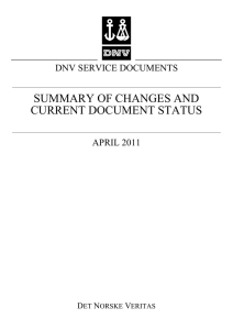 Summary of Changes - DNV Service Specifications, Standards and