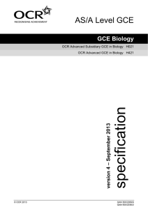 Specification – AS/A Level Biology