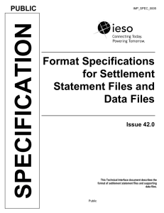 Format Specifications for Settlement Statement Files and Data Files