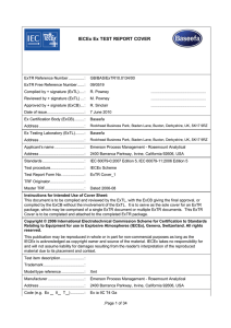 IECEx Ex TEST REPORT COVER - Emerson Process Management