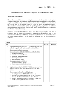 Checklist for Assessment of Technical Competence of Local