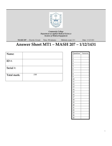 Answer Sheet MT1 – MASH 207 – 1/12/1431