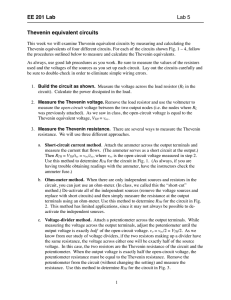 EE 201 Lab Lab 5 Thevenin equivalent circuits
