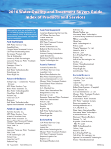 2010 Water Quality andTreatment Buyers Guide Index of Products