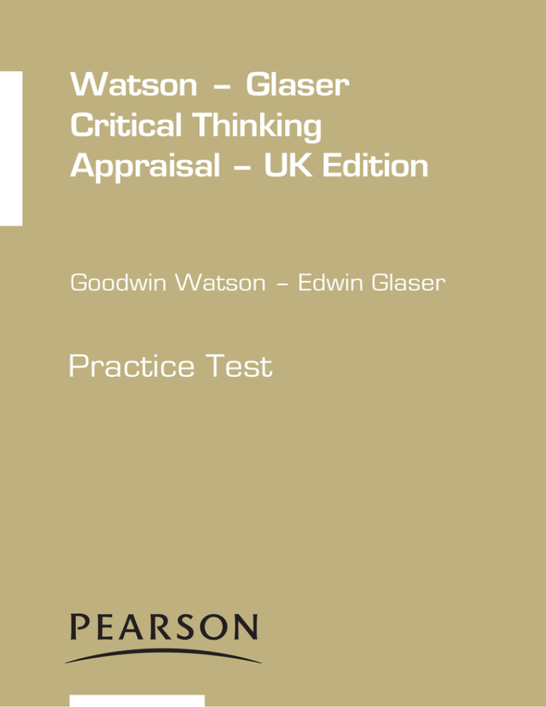 unproctored watson glaser critical thinking appraisal