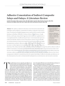 Adhesive Cementation of Indirect Composite Inlays and Onlays: A