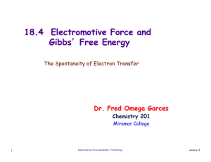 18.4 Electromotive Force and Gibbs` Free Energy