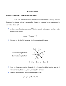 Kirchoff`s Law I1 + I2 + I3 - I4