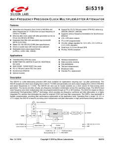 Si5319 Data Sheet -- Any-Frequency Precision Clock Multiplier/Jitter