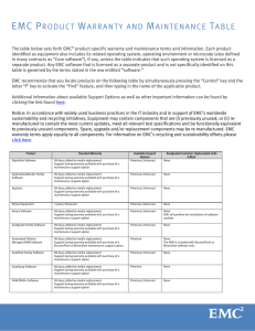 EMC Product Warranty And Maintenance Table