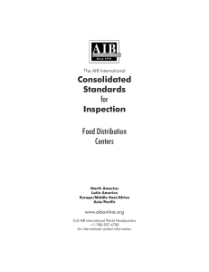 Consolidated Standards for Inspection Food Distribution Centers