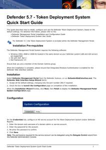 Defender 5.7 - Token Deployment System Quick Start Guide
