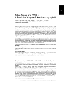 Token tenure and PATCH - the Department of Computer and