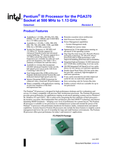 Intel Pentium® III Processor for the PGA370 Socket at 500 MHz to