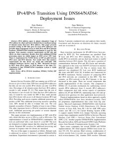 IPv4/IPv6 Transition Using DNS64/NAT64: Deployment Issues