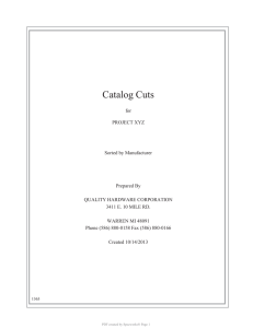 Catalog Cuts - Quality Hardware