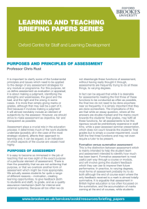 Purposes and principles of assessment