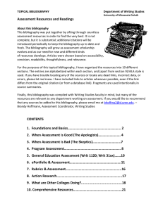 Assessment Resources and Readings