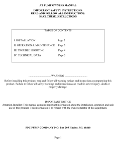 AT PUMP OWNERS MANUAL IMPORTANT SAFETY