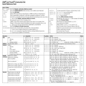 ARM® and Thumb®-2 Instruction Set Quick Reference Card