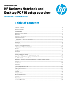 HP Business Notebook and Desktop PC F10 setup overview 2012 and