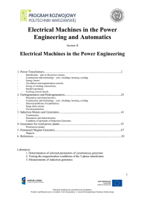 Electrical Machines in the Power Engineering and Automatics