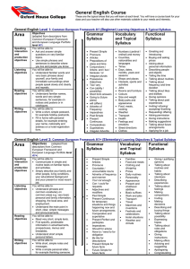 Area Area General English Course