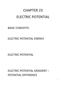 CHAPTER 23 ELECTRIC POTENTIAL