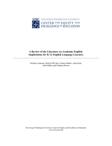 A Review of the Literature on Academic English