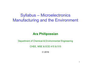 Syllabus – Microelectronics Manufacturing and the Environment