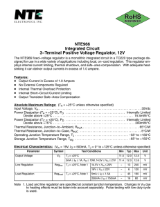 NTE966 Integrated Circuit 3−Terminal Positive Voltage Regulator, 12V