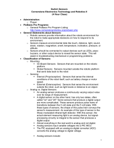 1 Switch Sensors Cornerstone Electronics Technology and Robotics II
