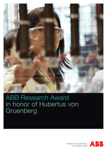 ABB Research Award in honor of Hubertus von