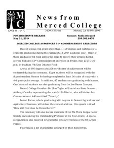 Merced College Announces 51st Commencement Exercises